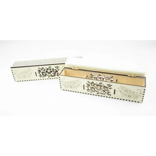 Organizer for needles on a wooden base. Ivory, 200 holes OG-059