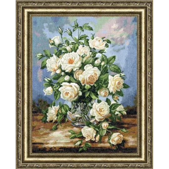 Cross stitch kit "White Rose Bouquet" 43.5x33.8cm S/LTS043 (D)