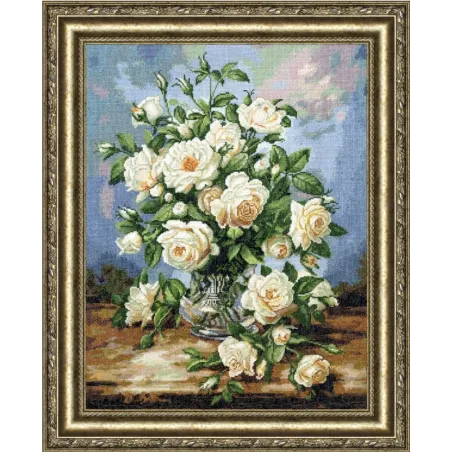 Cross stitch kit "White Rose Bouquet" 43.5x33.8cm S/LTS043 (D)