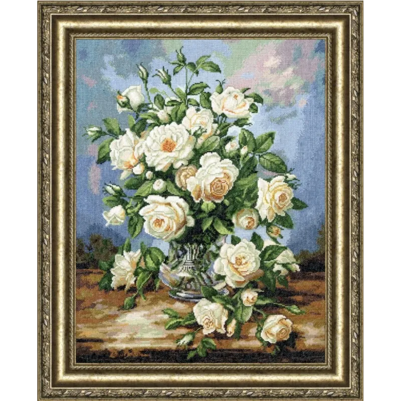 Cross stitch kit "White Rose Bouquet" 43.5x33.8cm S/LTS043 (D)