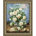 Cross stitch kit "White Rose Bouquet" 43.5x33.8cm S/LTS043 (D)