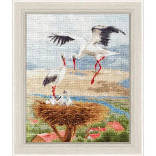 Kreuzstich-Set "Störche auf dem Dach" 29,7x24 cm S/Z050