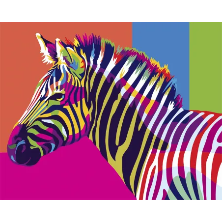 Malen nach Zahlen Set. Regenbogen Zebra 40x50 cm T077