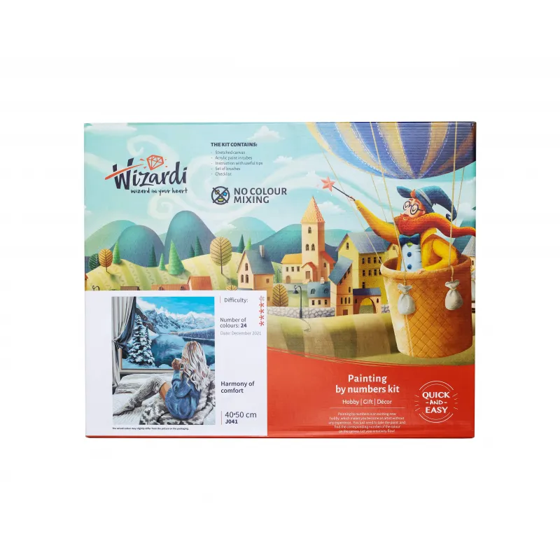 Картина по номерам WIZARDI. Радужный французский бульдог 40x50 cm T080