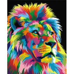 Kit de peinture par numéros. Rainbow Lion le Roi 40x50 cm T105