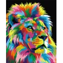 Malen nach Zahlen Set. Regenbogen Löwe der König 40x50 cm T105