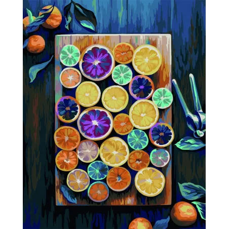 (VENTE) Kit de peinture par numéros. Mélange de fruits 40x50 cm T307