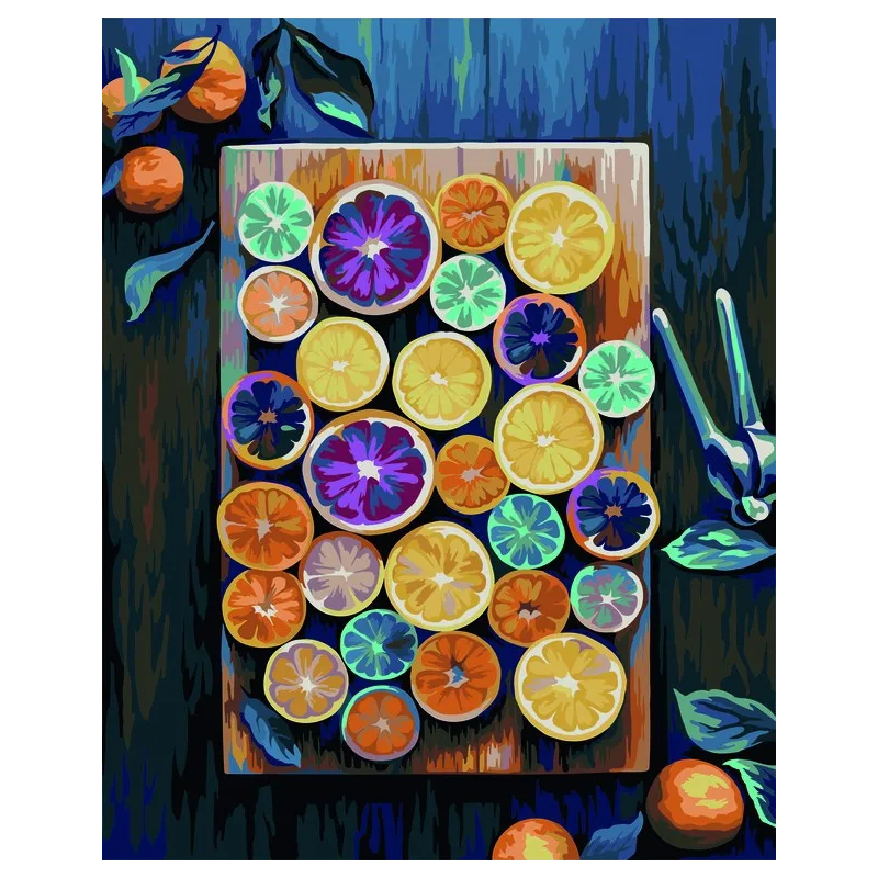 (VENTE) Kit de peinture par numéros. Mélange de fruits 40x50 cm T307