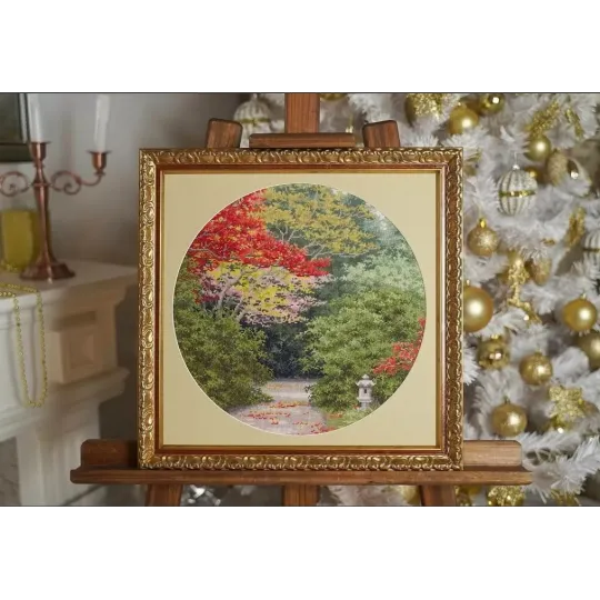 Cross stitch kit "Red maple season" 31.7×31.7 cm S/VM038