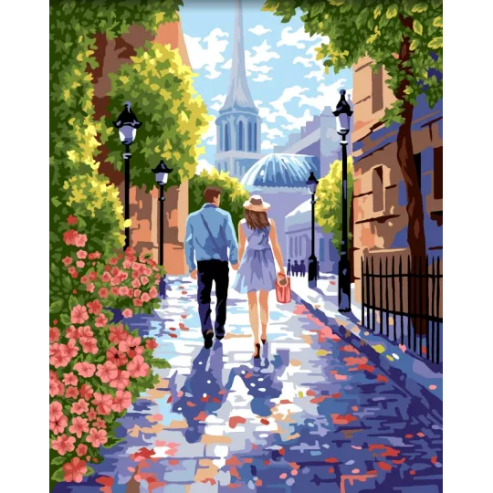 Kit peinture à numéros "Promenade romantique" 40x50 cm W029