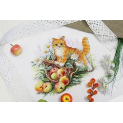 Kit de point de croix "Chat rouge jardinier" SNV-841