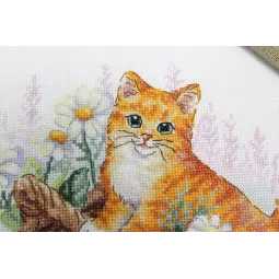 Kit de point de croix "Chat rouge jardinier" SNV-841