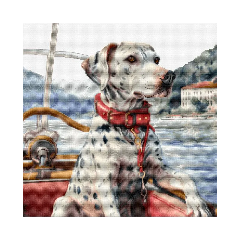 Kit de point de croix compté "Le dalmatien sur le lac de Côme" 29x29cm SBU5039