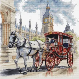 Counted cross stitch kit "Carriage Ride" 35x35cm SBU5040