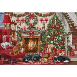 Counted cross stitch kit "Cosy Fireplace" 49x33cm SBU5041