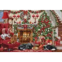 Skaičiuojamo kryžminio dygsnio rinkinys „Cosy Fireplace“ 49x33cm SBU5041