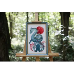 Zählmuster-Kreuzstich-Set "Smaragd-Drache" 21x32.5 cm S/MG025