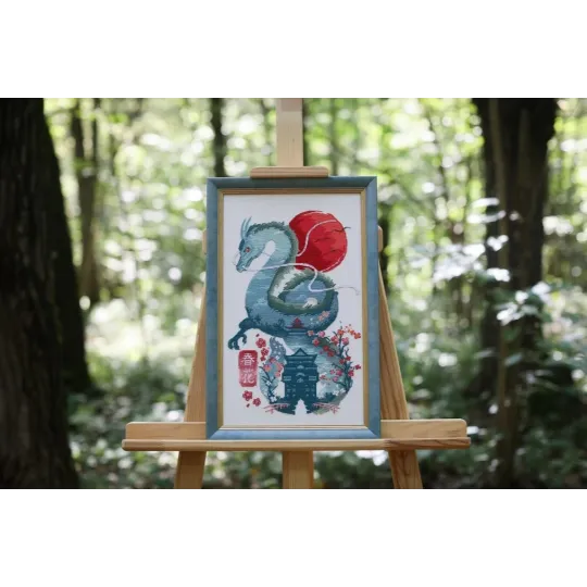 Zählmuster-Kreuzstich-Set "Smaragd-Drache" 21x32.5 cm S/MG025