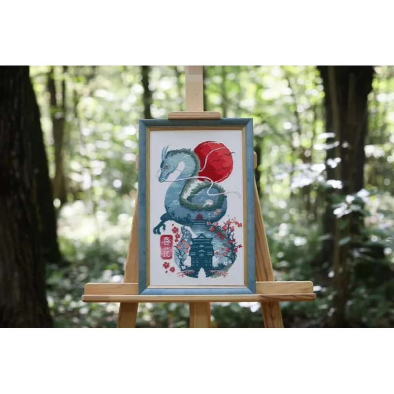 Zählmuster-Kreuzstich-Set "Smaragd-Drache" 21x32.5 cm S/MG025