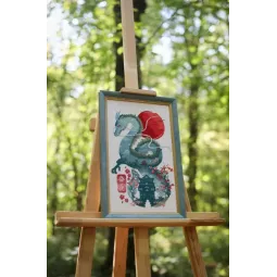 Zählmuster-Kreuzstich-Set "Smaragd-Drache" 21x32.5 cm S/MG025