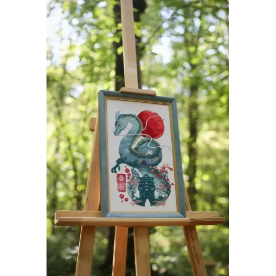 Zählmuster-Kreuzstich-Set "Smaragd-Drache" 21x32.5 cm S/MG025