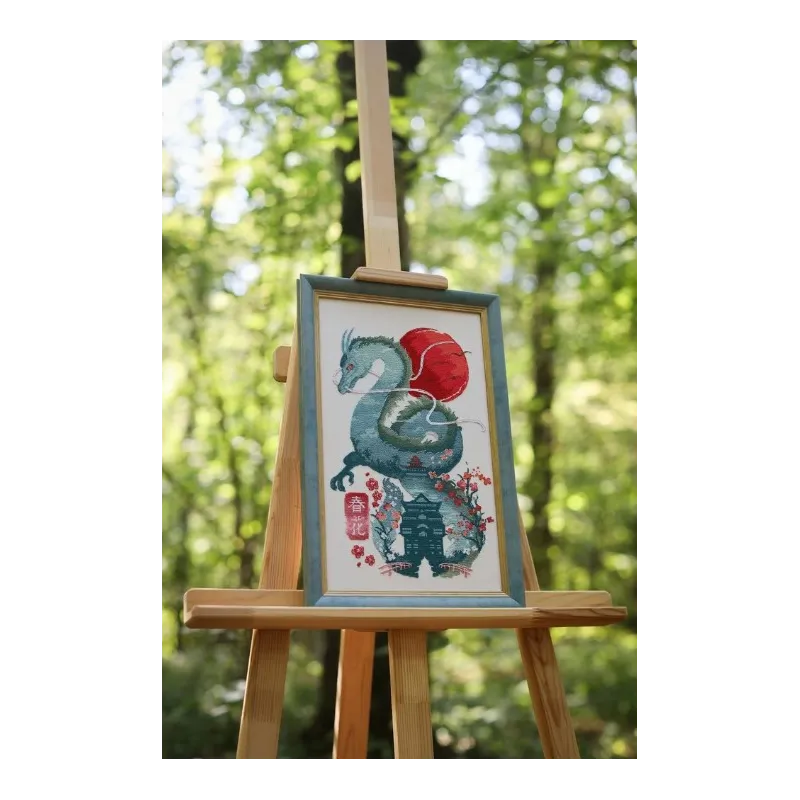 Zählmuster-Kreuzstich-Set "Smaragd-Drache" 21x32.5 cm S/MG025