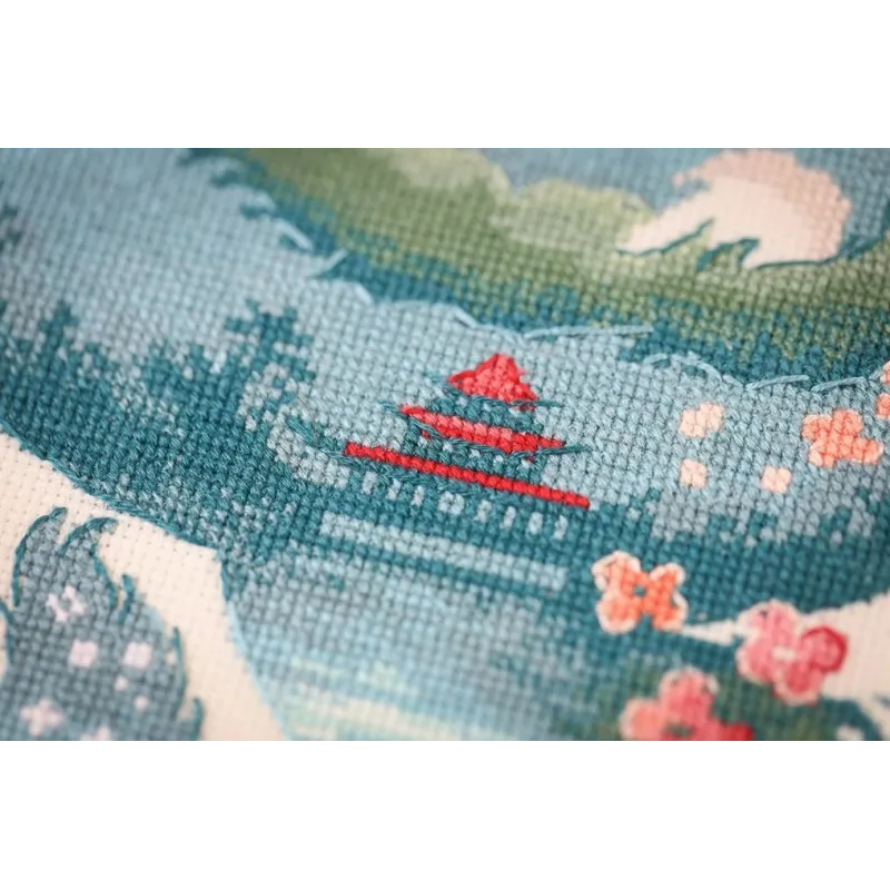 Kit de point de croix compté "Dragon Émeraude" 21x32.5 cm S/MG025