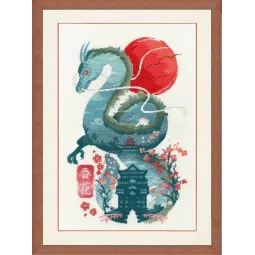 Kit de point de croix compté "Dragon Émeraude" 21x32.5 cm S/MG025