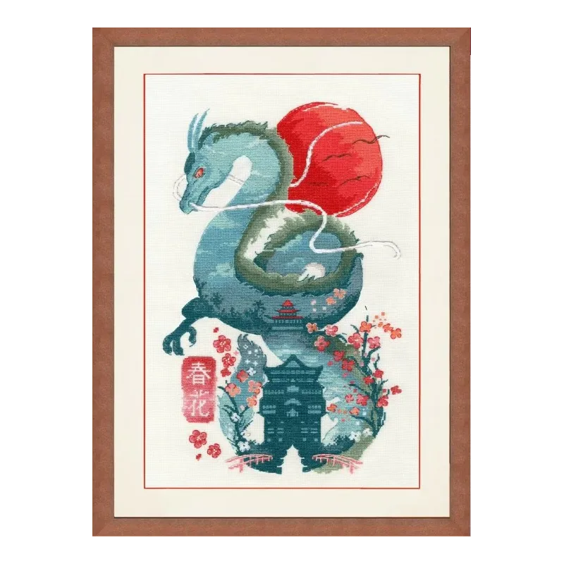 Counted cross stitch kit "Emerald Dragon" 21x32.5 cm S/MG025