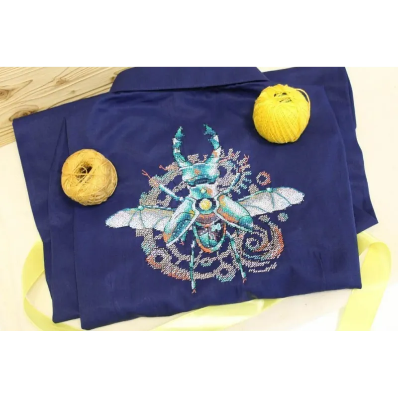 Kit de point de croix sur toile soluble à l'eau "Coléoptère" SV-807