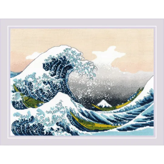 Kit de point de croix "La Grande Vague de Kanagawa d'après l'œuvre de K. Hokusai" 40x30 SR2186