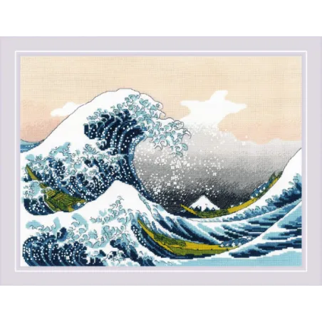 Kit de point de croix "La Grande Vague de Kanagawa d'après l'œuvre de K. Hokusai" 40x30 SR2186