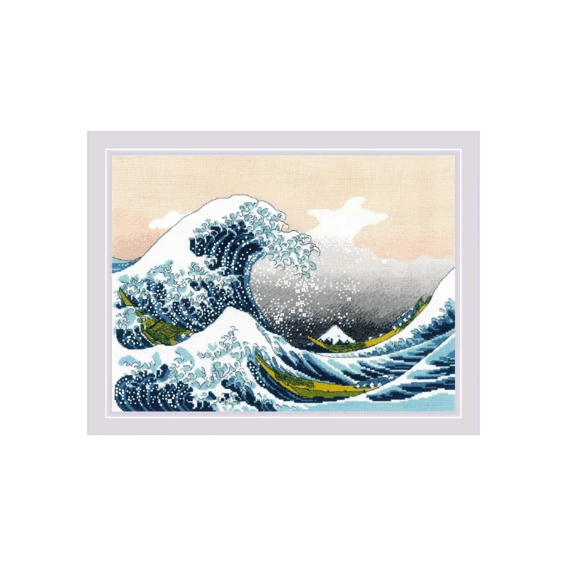 Kit de point de croix "La Grande Vague de Kanagawa d'après l'œuvre de K. Hokusai" 40x30 SR2186