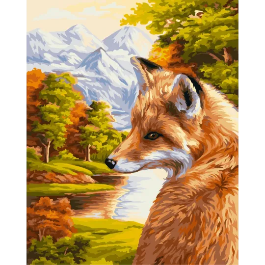 Wizardi Kit de peinture par numéros Renard 40x50 cm H055