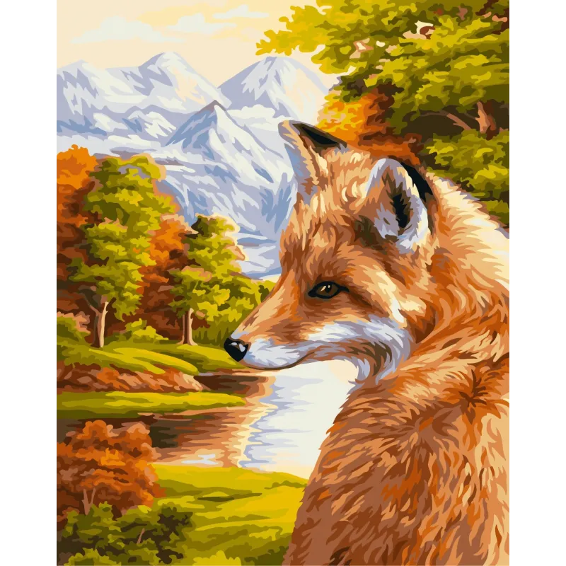 Wizardi Kit de peinture par numéros Renard 40x50 cm H055