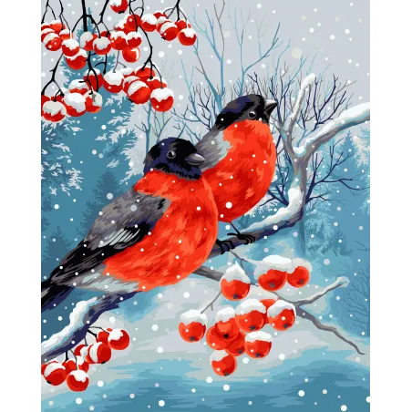 Wizardi Painting by Numbers Kit Bullfinches 40x50 cm L026