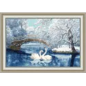 Cross stitch kit "White Swans" 27.4x41.9 cm S/LP036