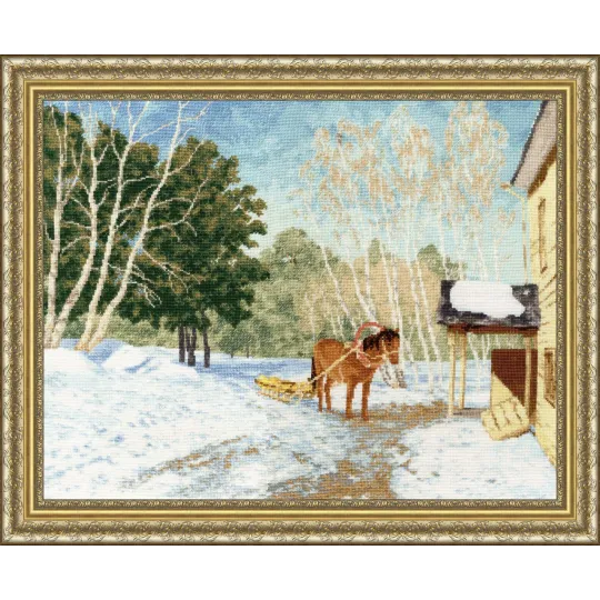 Kreuzstich-Set "März 1895 nach I. Levitans Gemälde" 33x42 cm S/MK048