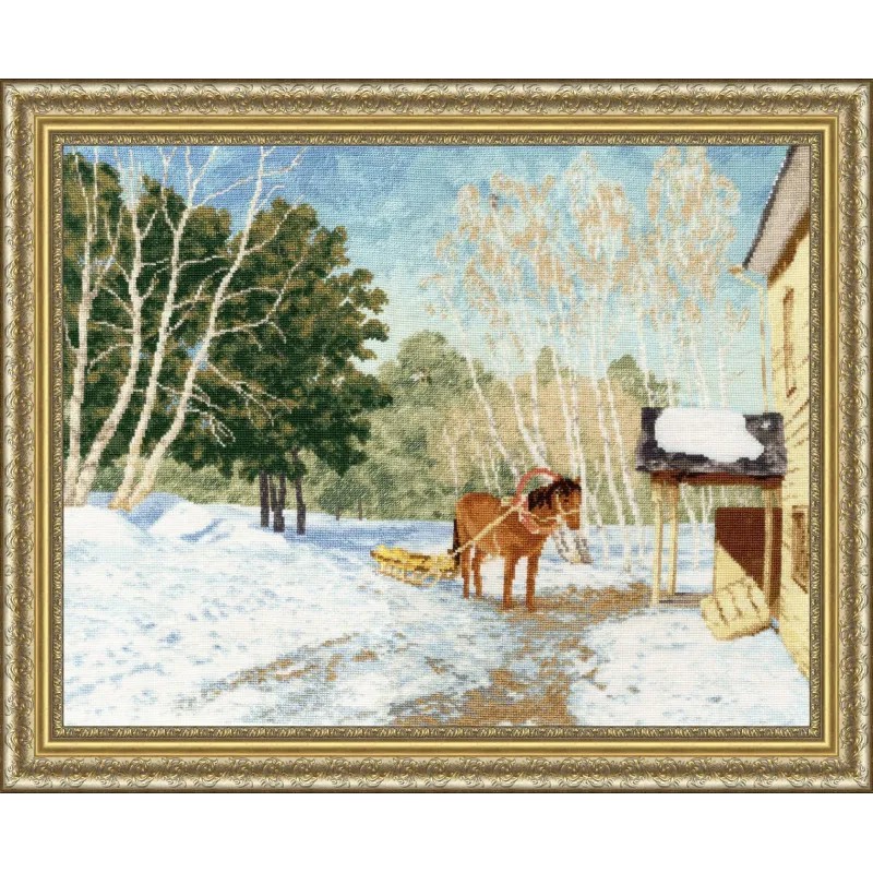 Kreuzstich-Set "März 1895 nach I. Levitans Gemälde" 33x42 cm S/MK048