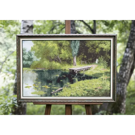 Zählstickerei-Set "Überwachsener Teich. 1879" 69,3x44 cm S/MK086