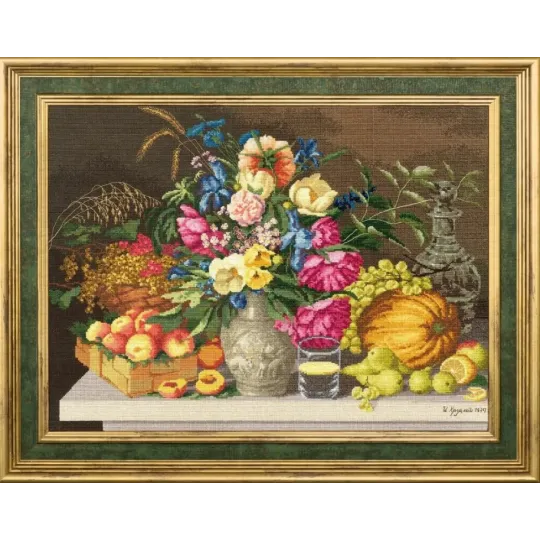 Counted cross stitch kit "Flowers and fruits. 1839" 47.5x35.2 cm S/MK094