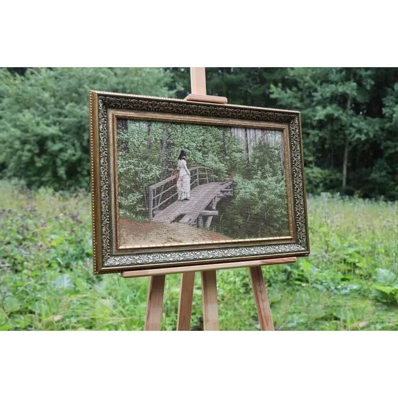 Zählmuster-Kreuzstich-Set "Sommerlandschaft" (V. Repin auf der Brücke in Abramzewo) 1879. 54,5x34,5 cm S/MK101