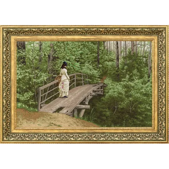 Zählmuster-Kreuzstich-Set "Sommerlandschaft" (V. Repin auf der Brücke in Abramzewo) 1879. 54,5x34,5 cm S/MK101