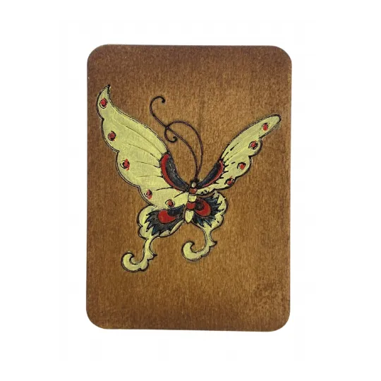 Holz Nadel Etui "Schmetterling" (Handbemalt) KF056/3