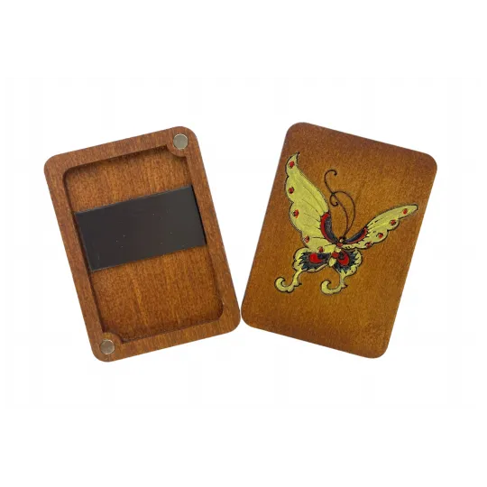 Holz Nadel Etui "Schmetterling" (Handbemalt) KF056/3