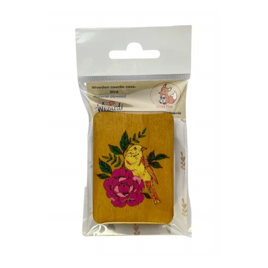 Деревянный футляр для иголок "Птица" (ручная роспись) KF056/4