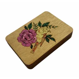 Nadelmäppchen aus Holz "Vogel" (Handbemalt) KF056/4