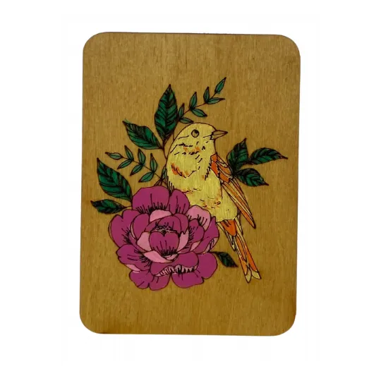 Nadelmäppchen aus Holz "Vogel" (Handbemalt) KF056/4