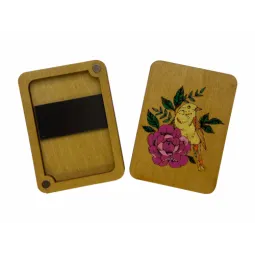 Holzfarbener Nadelkasten "Vogel" (Handbemalt) KF056/4