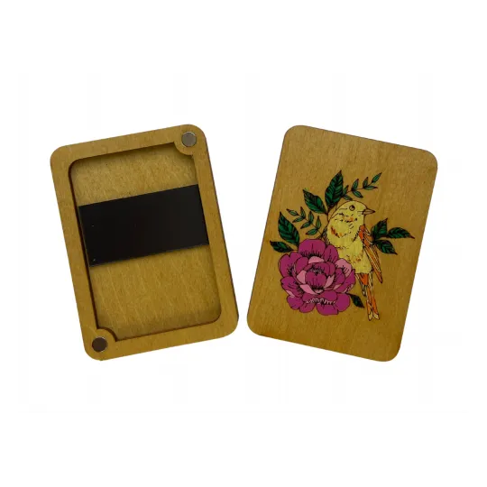 Holzfarbener Nadelkasten "Vogel" (Handbemalt) KF056/4